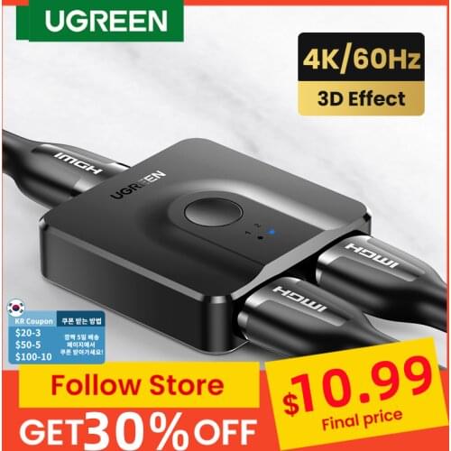 UGREEN HDMI Splitter 4K HDMI Switch for Xiaomi Mi Box Bi-Direction 1x2/2x1 Adapter HDMI Switcher 2 In 1 Out for PS4 HDMI Switch