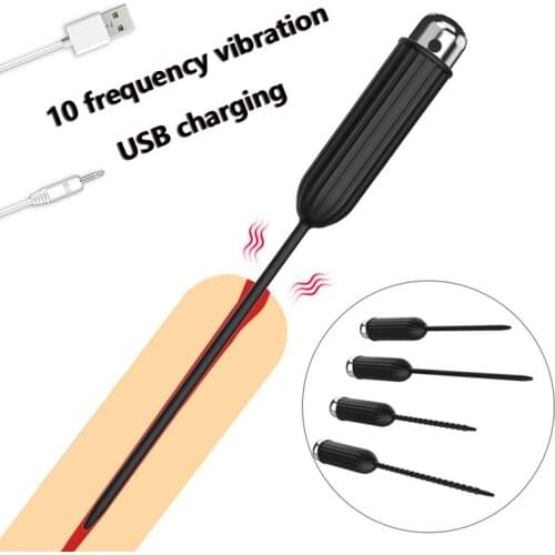 Male Urethral Dilators Penis Plug Vibrating Insertion Urethral Plug Catheter Sounds Vibrator 10 Frequency Sex Toys for Men Adult