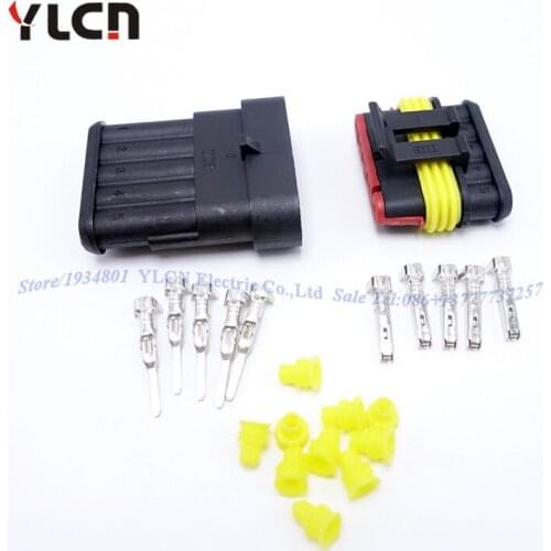High Quality 1 Set Kit 5 Pin Way Auto Super Sealed Waterproof Electrical Wire Connectors Plug For Car