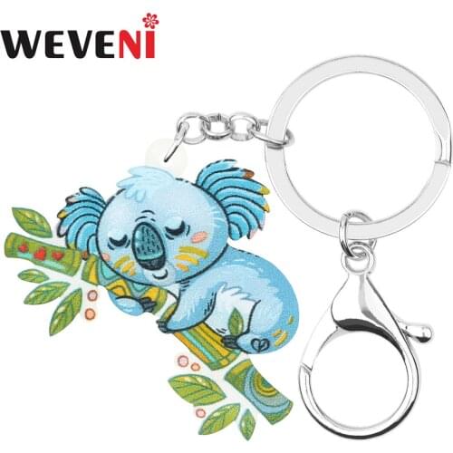 WEVENI Acrylic Sweet Australian Koala Keychains Cartoon Lovely Animal Keyring Jewelry For Teen Kid Girls Fashion Gift Bag Charms
