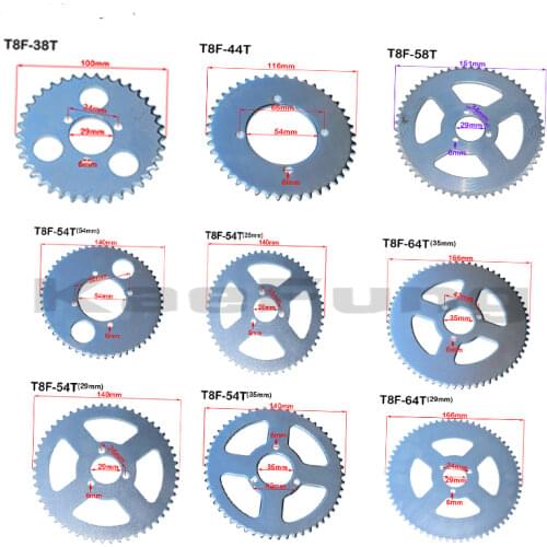 T8F 44T 54T 64T 74T 26mm/29mm/35mm/54mm inner Dia Sprocket Mini Moto ATV Quad Dirt Pit Pocket Bike Cross 47cc 49cc engine Parts