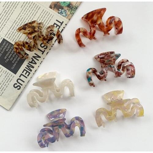 Acetate Hair Claws Big Size Wave Shape Hairpin For Women Fashion Hair Accessories Vintage Acrylic Wave W Style Barrette