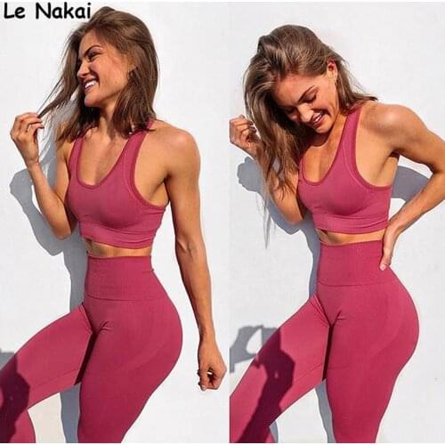2 piece workout clothes for women seamless yoga set workout gym suit fitness clothing racerback seamless bra high waist legging