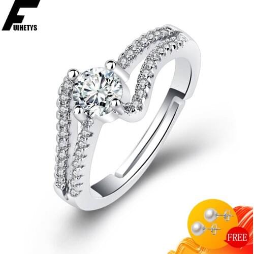 Fashion Women Ring with Zircon Gemstone Accessories 925 Silver Jewelry Open Finger Rings Wedding Party Gifts Ornaments Wholesale
