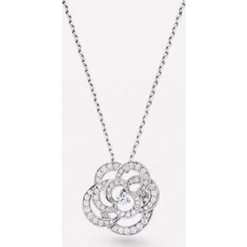 Hot Brand 925 Sliver Fashion Party For Women Platinum Luxury Flower Necklace Jewelry Women Wedding Hollow Necklace Jewelry