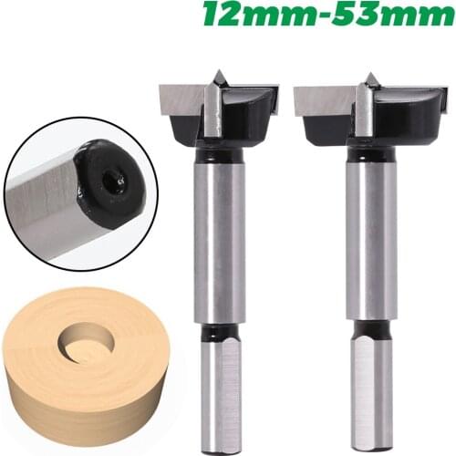 1pcs12-53mm Drill Triangular Handle Woodworking Hole Opener Hole Saw Cutter Hinge Boring Drill Bits Round Shank Tungsten Carbide