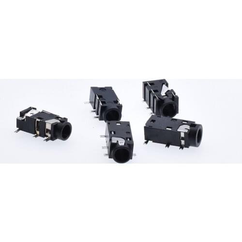 10Pcs PCB Mount 3.5mm 4 Pole DIP Audio Jack Connector high-quality PJ-308 Headphones Jack Socket Five-Leg thermostability