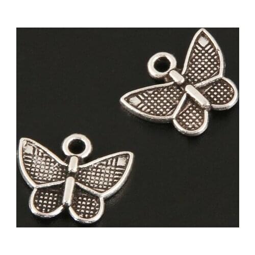15pcs Charms Insects Butterfly Silver Color Pendant Garden For Women Necklace jewelry supplies