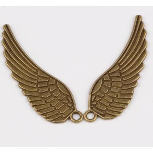 16*48MM 40pcs/lot Vintage Silver/Bronze Angel Wings Jewelry Charm Pendants Fit Charm Bracelets Necklaces Marking
