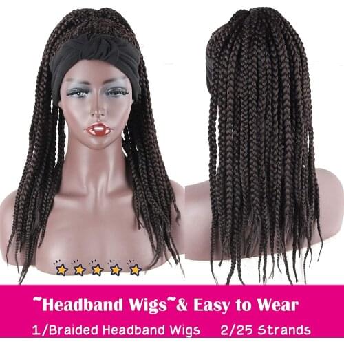 18 24 Inch Synthetic Long Braided Wigs With Headband Easy to Wear Headband Wig For Black Women