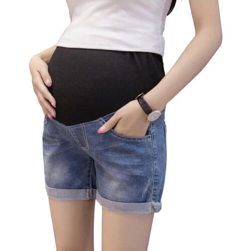 Summer Denim Shorts Pants For Maternity Ultra Thin Hot Pants For Pregnant Women Chic Short Trousers of Pregnancy Maternity Jeans