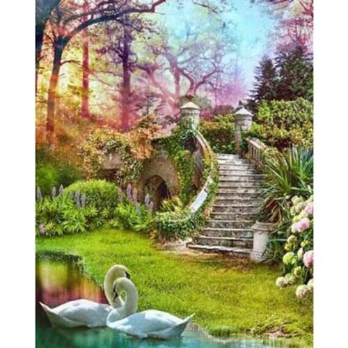 5D DIY Diamond Painting Square/Round Diamond Landscape Painting Lakeside Scenery Picture Cross Stitch Embroidery Decor TX104