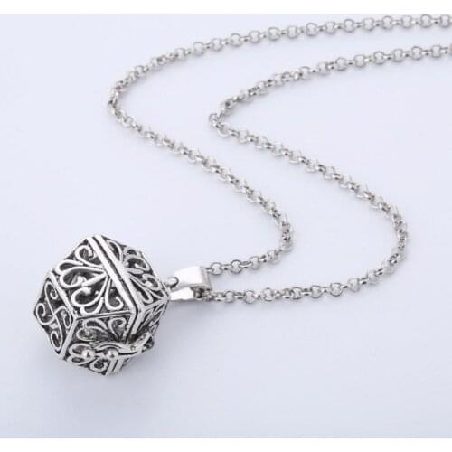 Antique Silver Aromatherapy Essential Oil Diffuser Locket Bottle Pendant Necklace with Lava Stone Fashion Jewelry