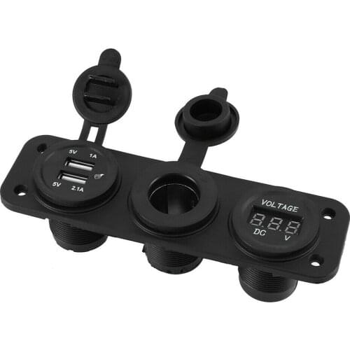 Car Cigarette USB Lighter Digital Voltmeter Dual USB Power Charger 12V Power Adapter Outlet Switch For Car Boat Truck Rv ATV