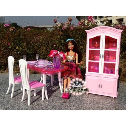 Free Shipping 1/6 doll furniture set Table + wine cabinet set Girl birthday gift Play Set toys doll Furniture for barbie doll