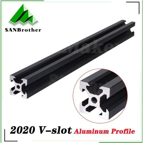 BLACK 2020 V-slot European Standard Anodized Aluminum Profile Extrusion Linear Rail for CNC 3D Printer