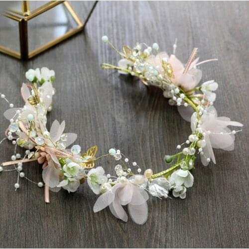 Girls Flower Garland Floral Bride Headband Hairband Wedding Party Prom Festival Decor Hair Head Bands Headwear Accessories