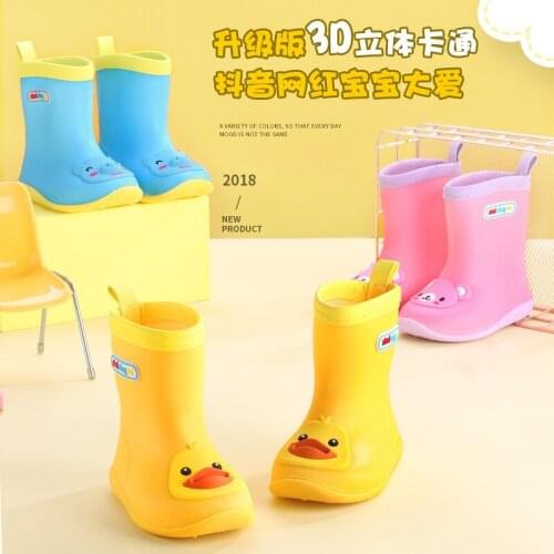Children Shoes PVC Rubber Kids Rain Boots Waterproof Anti-slip and velvet Baby Water Shoes Toddler Girl rain boots for boys cute