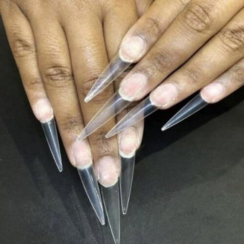 500pcs Long Stiletto Nails Full Cover Sharp False Nail Tip Acrylic Salon Natural Clear Artificial Manicure Nail Art Tips Tips