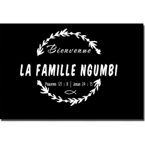 Welcome Doormat Entrance Door Funny Print on Demand Bienvenue La Famille Ngumbi Rubber Carpet In Hallway Front Door Mat