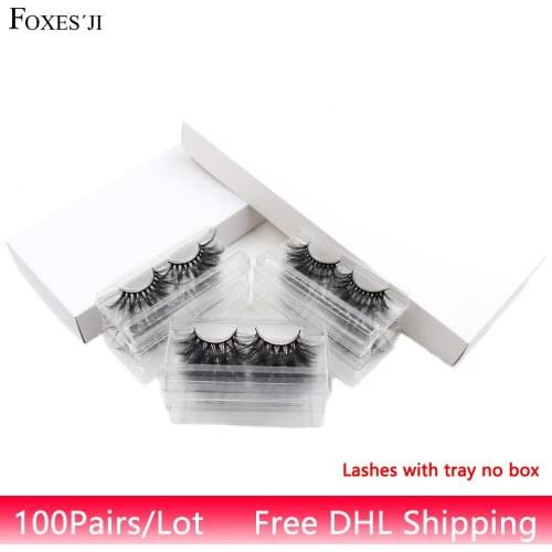 FOXESJI 100pairs Mink Lashes False Eyelashes With Tray No Box Reusable Fluffy Soft Natural Eyelash Extension 3D Mink Eyelashes