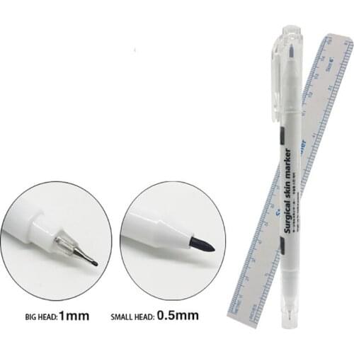 Surgical Skin Marker Eyebrow Marker Pen Tattoo Skin Marker Pen With Measuring Ruler Microblading Positioning Tool