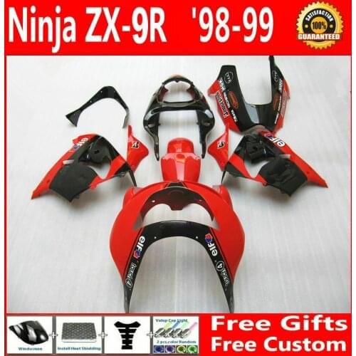 Top selling molding fairing kit for Kawasaki ninja ZX9R 98 99 red black fairings set ZX9R 1998 1999 PL35