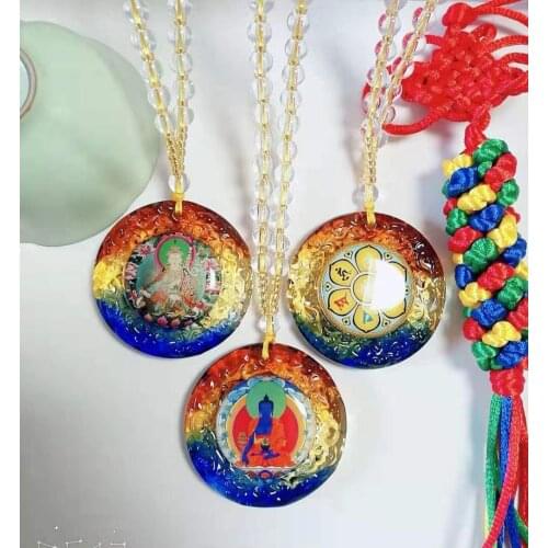 3PCS TOP efficacious bless Buddhism Padmasambhava the Medicine Buddha talisman Guru Om mani padme hum Mantra Crystal Amulet