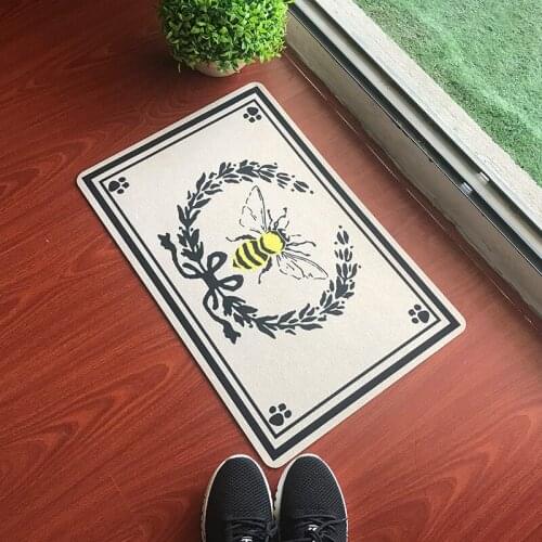 Private Custom Made Funny Mat Bee and Laurel Leaf Home Welcome Mat for Font Door Home Decor Door Mats Entrance Doormat
