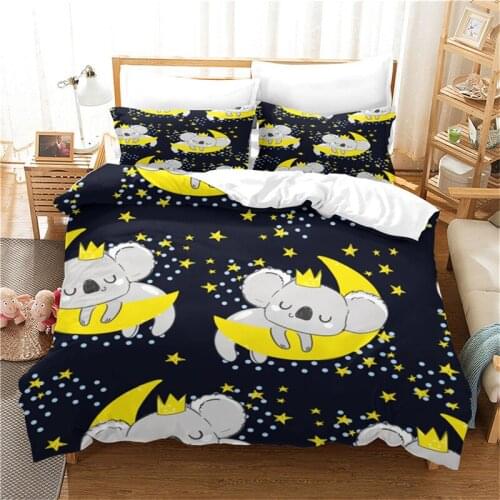 Fanaijia Cartoon Koala Duvet Cover Set 3d Print Bedding Set Single Size Pillowcase Kids Beds Comforter Set