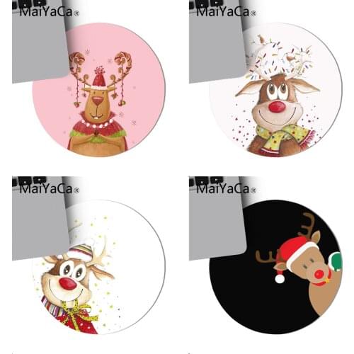 MaiYaCa Christmas elk Beautiful Anime round Mouse Mat Game Mouse Pad round mouse Mat Anti Slip gaming Mousepad 22x22cm
