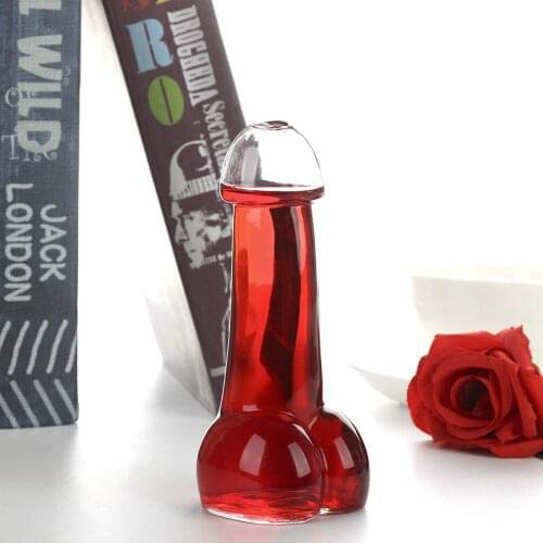 Creative Transparent Penis Shaped Cocktails Home Wine Glass Drinking Ware Cup Hen Night Party Bar Small Mouth Bottle Ware L*5