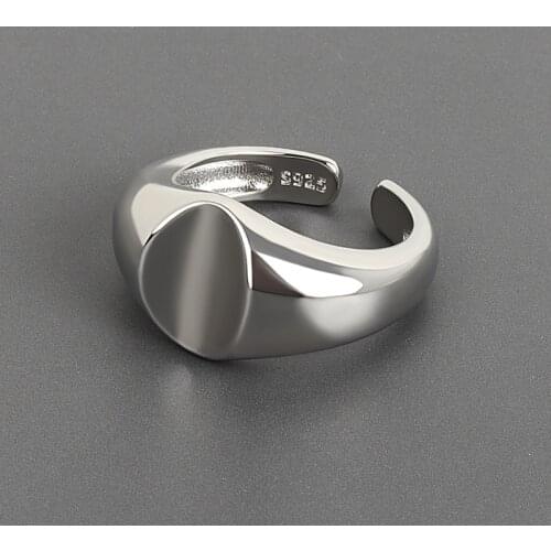LIVVY Minimalist Silver Color High Quality Classic Round Finger Ring Female Fashion Temperament Wedding Jewelry Gift
