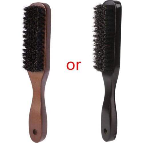 Men Boar Bristle Mustache Brush Wood Handle Comb Facial Beard Cleaning Styling RXJC