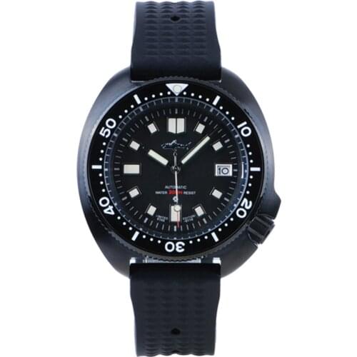 Heimdallr Mens Turtle Dive Watch Black PVD Coated Stainless Case Luminous Japan NH35A Automatic Movement Mechanical Watch