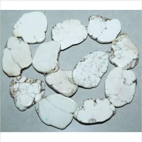 Charm White Irregular Stone howlite Slice Stone Loose Beads 20x35mm 40cm/16inch DIY Gift Bead