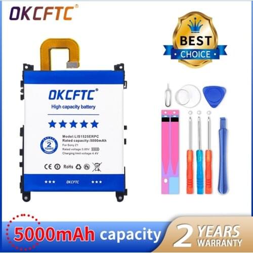 OKCFTC 5000mAh LIS1525ERPC Battery For SONY Xperia Z1 L39H Battery C6903 L39T L39U C6902 Honami SO-01F L39T L39U C6916 L39