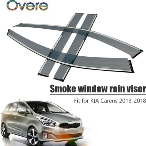 Overe 4Pcs/1Set Smoke Window Rain Visor For Kia Carens 2013 2014 2015 2016 2017 2018 ABS Awnings Shelters Guard Accessories