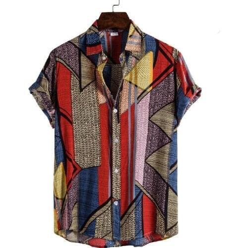 Casual Cardigan Mens Short Sleeve Beach Flower Shirt Men Turtleneck Hawaiian Shirt Loose Vintage Clothes Casual Men Clothing