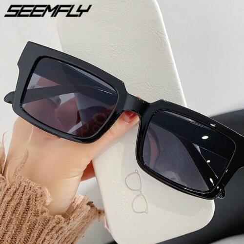Seemfly Rectangular Sunglasses Women Men Fashion Vintage Sun Glasses Female Goggle Mirror Spectacle Unisex Eyewear UV400 Shades