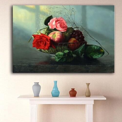 Realistic Red Rose Flower Oil Painting Unframed Canvas Printings Home Decor Living Room Poster Wall Art Picture