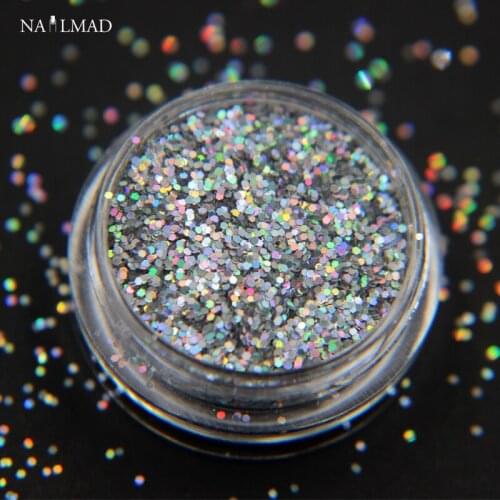 0.6mm Hexagon Laser Glitters Sparkles Holographic Sequins Shimmer Paillettes Nail Art Glitter Powder Sliver Pink Black Available