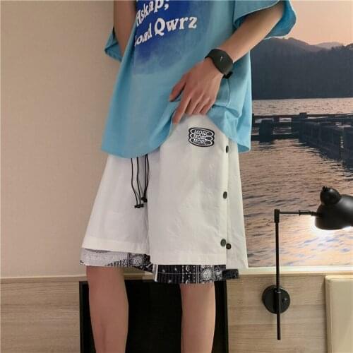Men Shorts Student 2021 New Arrival Summer Thin Male Shorts Teenage Boy Loose Patchwork Button Fashion Korean Style S53