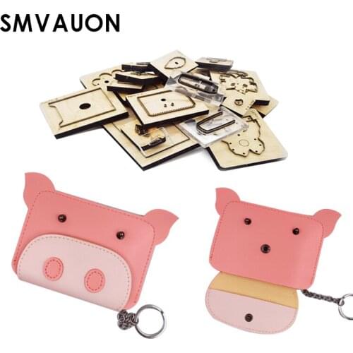 SMVAUON Wooden Die Cutting Diy Leather Cartoon Piglet Card Bag Decorative Pendant Suitable For Die Cutting Machine