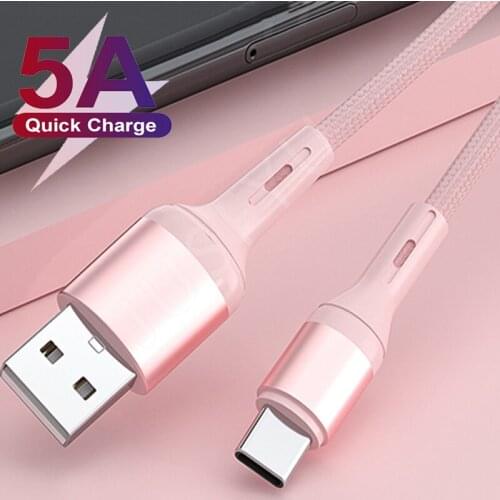 5A Super Fast Charging USB Type C Cable For Huawei P40 Honor Micro USB Mobile Phone Charger Wire For iPhone 12 Pro Max Xiaomi 11