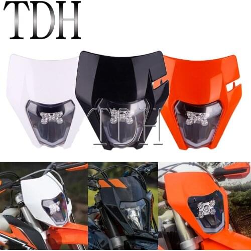 Universal LED Dual Sport Headlight Headlamp Mask For 125-530 690 EXC XC XCW XCF XCFW SX SMR Enduro Motorcycle Head Lamp Light