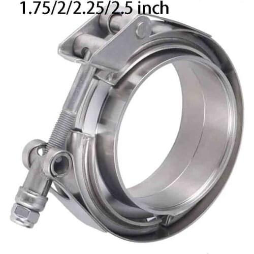 V Band Clamp 1.75/2/2.25/2.5 inch Stainless Steel Quick Release V Band Clamp With Male Female Flange Exhaust Pipe Clamp