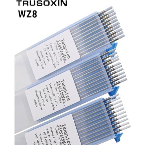 WZ8 Tungsten Electrode Tig Rod 1.0/1.6/2.0/2.4/3.0/3.2/4.0MMx150mm(6")White Head 0.8% Zirconiated Tungsten Electrode Welding Rod