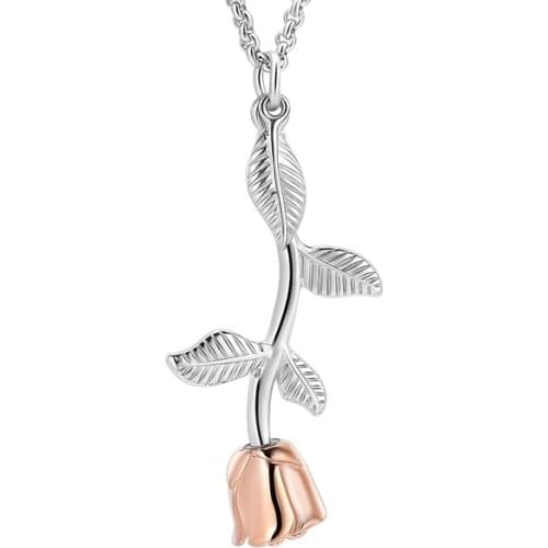 Colorful Stainless Steel Rose Flower Cremation Urn Jewelry For Ashes Of Loved Ones Memorial Keepsake Pendant Necklace Women Men