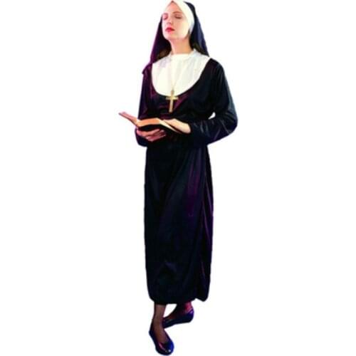 Women Ladies Clergyman Nun Sister Cosplay Costume Drama Missionary Costumes Adult Dress Party Purim Halloween Christmas